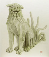 広島宮島　厳島神社　青銅の狛犬